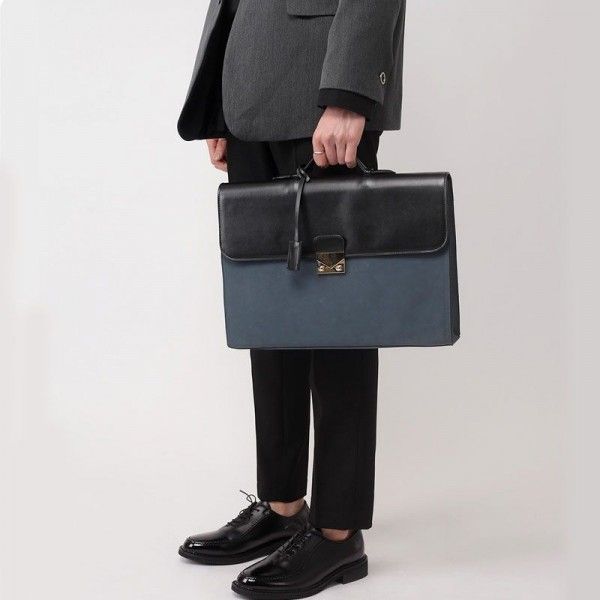 South Korea horizontal business trip Single Shoulder Messenger carrying briefcase solid color belt decoration soft bar spot