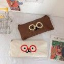 Ins Han style simple embroidery bear canvas pen bag cartoon lovely student girl heart stationery bag storage bag female