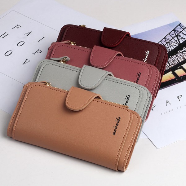 Manufacturer's direct selling women's wallet Korean version 30% off long buckle zipper handbag multi card slot card bag PU Leather Wallet 