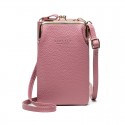 new wallet solid color soft face Korean fashion style double-layer mobile phone bag medium long Pu zero wallet 