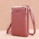 Manufacturer direct selling new fashion women's mobile phone bag Korean fashion litchi pattern solid color oblique span single shoulder bag wallet 