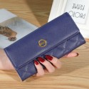  new Pu women's wallet long 30% off Korean handbag buckle Lingge embroidered multi Card Wallet 