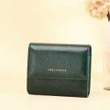  cross border new short wallet women's oil wax leather retro zero wallet buckle coin bag women's small wallet 