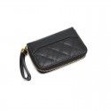 Leather small card bag female laser multi card position organ zipper Lingge leather zero wallet Mini cow leather card clip ins