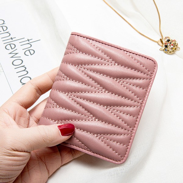  new wallet leather women's sheepskin fold double Mini Compact ins folding Thin Wallet