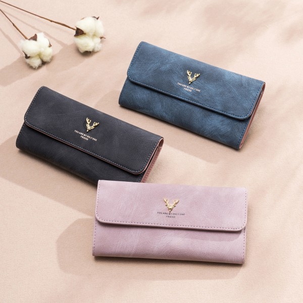  new Korean women's wallet long fashion handbag frosted deer head zipper buckle mobile phone bag wholesale 