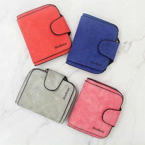 2019 new women's short wallet candy color wallet large capacity retro frosted Leather Wallet 