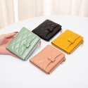  thin foreign trade wallet women's leather Lingge short card bag ins lovely zero wallet sheepskin Wallet
