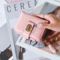 New women's three fold Wallet short handbag Pu zipper bag Korean diamond round lock tassel manual Wallet 