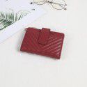  women's short wallet leather sheepskin clip ultra thin folding card bag zipper small zero wallet pure