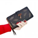 new women's wallet hollowed out leaf wallet wallet Korean version two fold zipper long card bag hand bag 