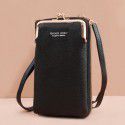 Manufacturer direct selling new fashion women's mobile phone bag Korean fashion litchi pattern solid color oblique span single shoulder bag wallet 