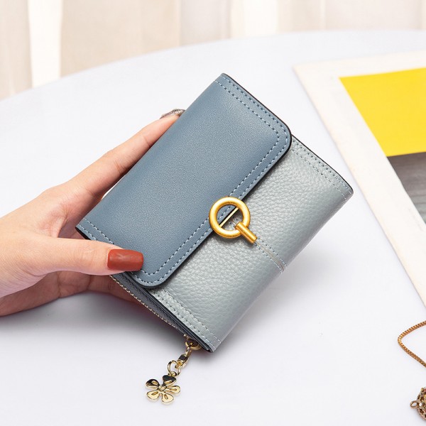  leather wallet women's short style folding fashion three fold all-in-one wrapping clip multi card position cowhide wallet wallet
