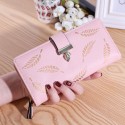 new women's wallet printed leaf wallet wallet Korean two fold zipper long card bag hand bag 