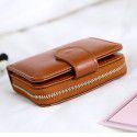 Cross border short bag women's  new women's wallet retro two fold Wallet oil wax leather buckle zero wallet 