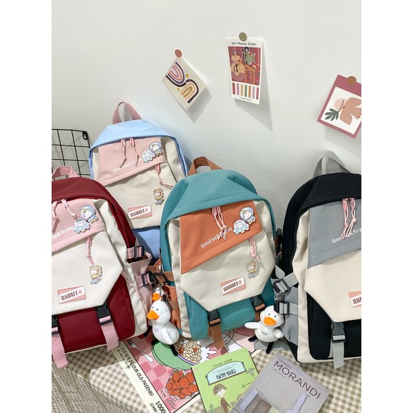 Color matching backpack schoolbag female Korean version Harajuku junior high school students Mori Department lovely canvas fashion Campus 