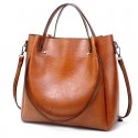  cross border new fashion women's bag European and American oil wax leather tote bag Single Shoulder Messenger women's handbag