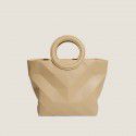  spring and summer new fashion trend ring portable tot briefcase women's wrinkled Lingge soft leather handbag