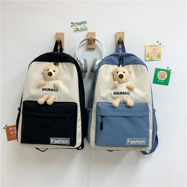 New net red bear backpack Korean version xiaoqingxin junior high school student schoolbag college Style Men's and women's travel bag 
