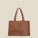  winter niche new corduroy puff Large Tote Bag embroidered Lingge sewing single shoulder underarm bag 