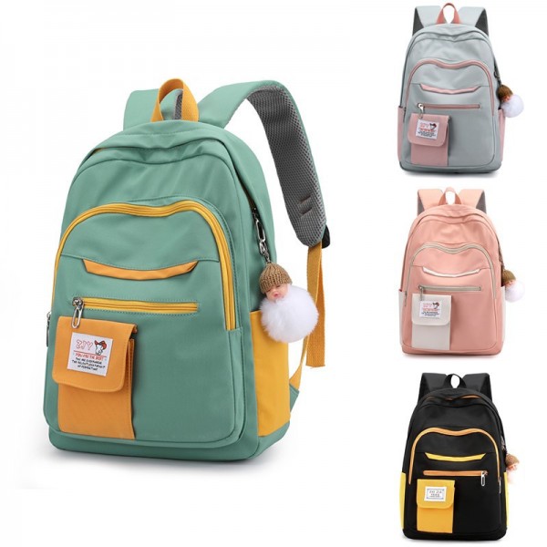  new color contrast Nylon Backpack junior high school student schoolbag ins fashion male and female outdoor waterproof Backpack 