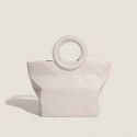 spring and summer new fashion trend ring portable tot briefcase women's wrinkled Lingge soft leather handbag