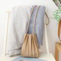 Japanese sweet pleated shoulder bag Korean simple Pleated Mini mobile phone bag foreign style leisure Soft Leather Messenger Bag 