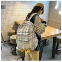 Backpack schoolbag female Korean version Harajuku junior high school students Mori grid canvas fashion campus Backpack 