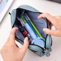 Deli stationery 66782 pencil bag student pencil box solid color simple stationery box large capacity multifunctional zipper bag 