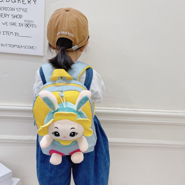 Qiaocheng new  Korean version children's plush rabbit kindergarten cartoon schoolbag lightweight load reducing nylon schoolbag