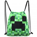 Amazon express sells my world children's bundle mouth backpack green lattice bag men's and women's Drawstring Backpack 294