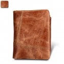 new Crazy Horse Leather Men's wallet leather short anti RFID swipe men's and women's Zipper Wallet 