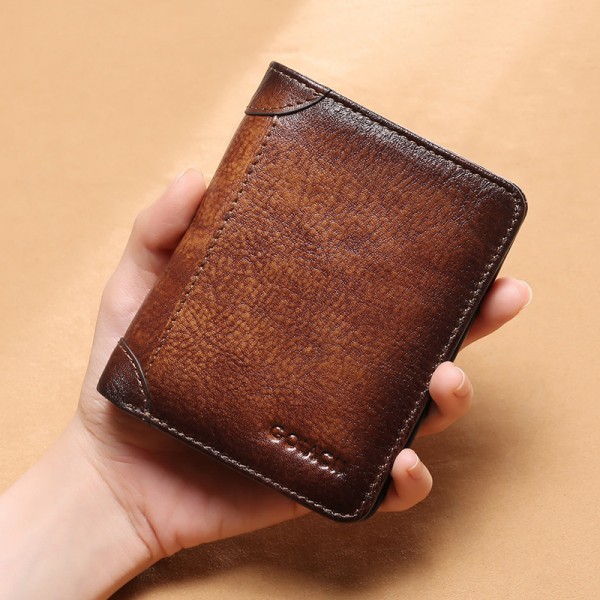 2020 new men's wallet leather short men's wallet multi function driver's license integrated card bag leather 