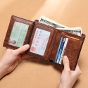  new men's wallet leather short men's wallet multi function driver's license integrated card bag leather 