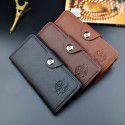 New men's wallet Long Wallet men's youth fashion buckle multi card position 30% lychee pattern soft leather clip bag 