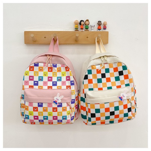 Bags kindergarten student schoolbag new Korean fashion lattice ins male and female baby foreign style travel backpack