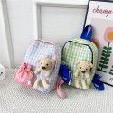 Children's cute cartoon bear backpack  new Korean version foreign style lattice boys' and girls' kindergarten schoolbag