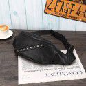 Will  new chest bag Black PU soft leather dumpling rivet men's waist bag men's one shoulder small backpack