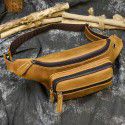 Vintage Leather Waist Bag men's crazy horse leather chest bag with earphone hole out messenger bag multi-functional men's bag 9415 
