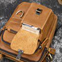 Leather Men's One Shoulder Messenger Bag Crazy Horse Leather personalized waist bag outdoor sports mobile phone bag multi-function three-purpose