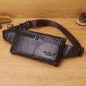 Leather waist bag multifunctional mini messenger bag chest bag multi compartment mobile phone waist bag trendy men's mobile phone bag cowhide waist bag 