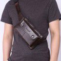 Xiaoduoli Leather Men's waist bag multifunctional mobile phone waist bag leisure cowhide Korean version trendy men's chest Bag Messenger Bag 
