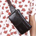 Xiaoduoli leather mobile phone waist bag 7-inch mobile phone bag multifunctional multi-layer zipper Leather Messenger single shoulder bag chest bag 