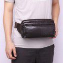 Men's leather waist bag Korean version trendy men's chest bag head leather multifunctional mobile phone waist bag 8-inch flat messenger bag 