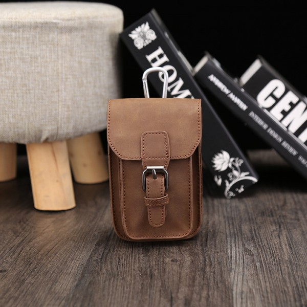  Mobile Phone Bag Mini / mini three-dimensional bag retro Pu crazy horse leather waist bag vertical square small hanging bag