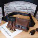 New Korean fashion retro men's waist bag Crazy Horse PU leather messenger bag chest bag outdoor leisure sports waist bag batch 