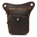 European and American men's Retro Leather Waist Bag Crazy Horse Leather leg bag leisure mobile phone bag 