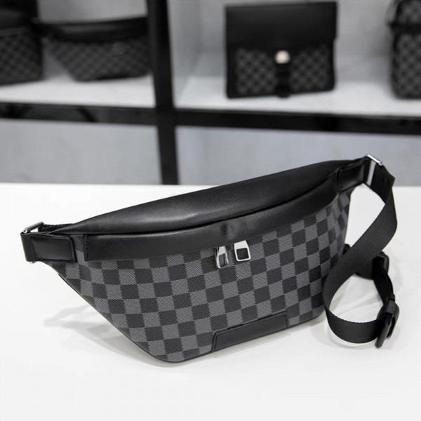 Small straddle bag men's chest bag men's and women's fashion brand personalized riding lattice messenger bag leather fashion waist bag 