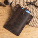 Black Angel retro Crazy Horse Leather European and American fashion outdoor sports mobile phone bag multifunctional small leather mobile phone waist bag 