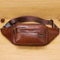 Men's Retro waist bag leather top leather chest bag messenger single shoulder bag mobile phone waist bag multifunctional certificate waist bag 